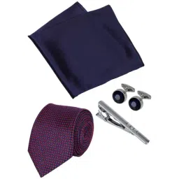 Park Avenue Blue Embroidered Tie with Cufflinks, Pocket Square and Tie Pin-image-109