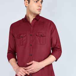 KHUSHI CREATION Men Original Fit Spread Collar Solid Cotton Casual Shirt-image-46