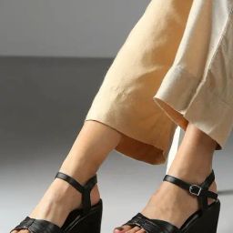 Inc.5 Women's Black Ankle Strap Wedges-image-96