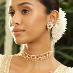Rubans Gold-Tone Plated Red Set for Women-picture-15