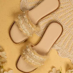 sole mates Women Embellished Open Toe Western Embellished Leather Open Toe Flats-36