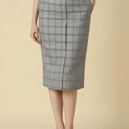 Allen Solly Grey Chequered Shift Skirt-image-4