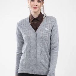 Monte Carlo Grey Blend Wool Woven Design Cardigan-image-87