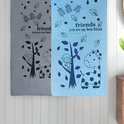 Myntra Elegant Homes Grey & Blue 2 Printed Cotton 300 GSM Bath Towel-image-68