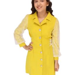 Cutecumber Kids Yellow Solid Full Sleeves Shirt Dress-picture-18