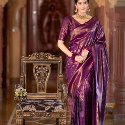 Mitera Women Woven Design Zari Pure Silk Kanjeevaram Saree-24