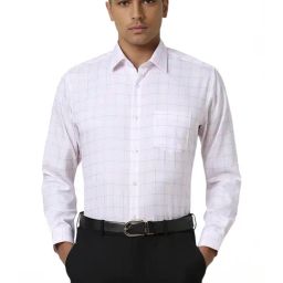 Van Heusen White Cotton Regular Fit Checks Shirt-image-86