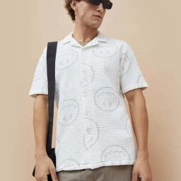 Smileyworld White Cotton Regular Fit Printed Shirts-image-10