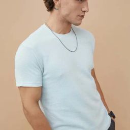 Fame Forever By Lifestyle Light Blue Cotton Regular Fit Textured T-Shirts-picture-0