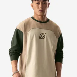 The Souled Store Men Colourblocked Round Neck Cotton Oversized T-shirt-image-86