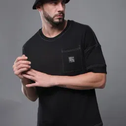 Difference Of Opinion Black Cotton Loose Fit T-Shirts-image-7