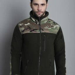 Mountmiller Olive Green Regular Fit Printed Jackets-image-25