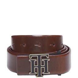 TOMMY HILFIGER Pawleys Brown Leather Solid Waist Belt For Men-image-82