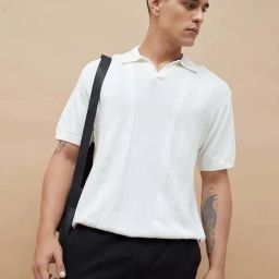 Code By Lifestyle White Cotton Regular Fit Polo T-Shirt-image-17