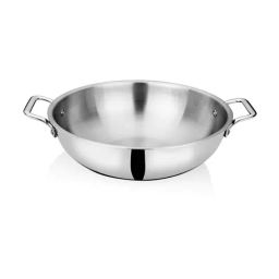 Bhalaria Food Grade Silver Stainless steel Triply Kadai - 34Cm (5.5 L)-image-27