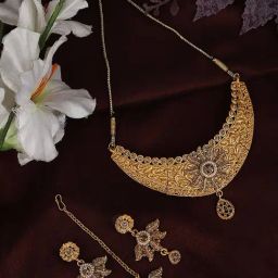 Anikas Creation Designer Gold Plated Traditional Jewellery Set-image-39