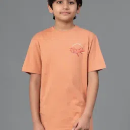Red Tape Boys Light Orange Solid T-Shirt-image-61