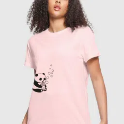 Bewakoof Light Pink Cotton Printed Boyfriend T-Shirt-picture-48