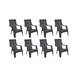 Nilkamal Weather Brown Sunday Plastic Chair With Arm (Set of 8 Pcs)-image-15