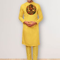 DEVOILER Men Ethnic Motifs Printed Thread Work Kurta-14
