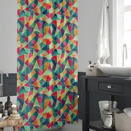 ArtzFolio Blue & Red Geometric Printed Waterproof Shower Curtain-4