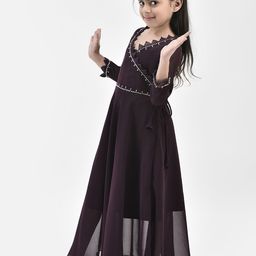 Eavan Girls Embellished Tie Up Lace Maxi Dress-image-24