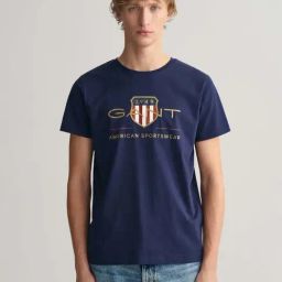 GANT Navy Regular Fit Cotton Crew T-shirt-image-51