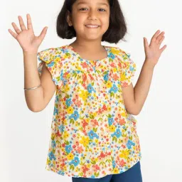 Campana Kids White Floral Print Top-image-92