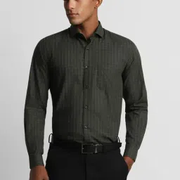 Peter England Midnight Black Slim Fit Checks Shirt-picture-15