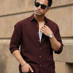 Powerlook Men Textured Spread Collar Casual Shirt-image-59