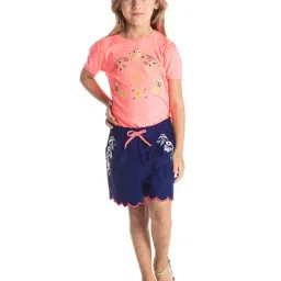 Cherry Crumble By Nitt Hyman Kids Blue Printed Shorts-image-7