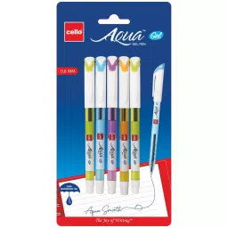 Cello Aqua Gel Pen Cap Closure Type Blue Ink, 8907234014303 (Pack of 5)-image-82