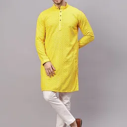 Yugnik Men Embroidered Regular Kurta with Pyjamas-image-69