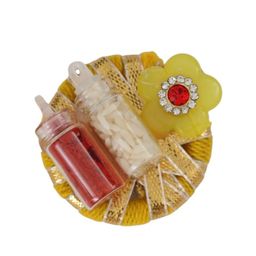 Yellow Bee Set Of 3 Wraparound Rakhi With Roli Chawal image 3