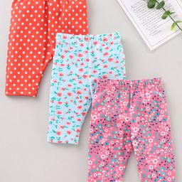 Babyhug 3/4th Lycra Leggings Printed Pack Of 3 - Multicolor-image-63