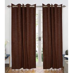 Saral Home Jacquard Grommet Curtains, 4 X 9 Feet, Brown, Pack of 2-27