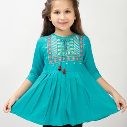 ISHTI Three Fourth Sleeves Floral Embroidered Top -  Rama-image-63