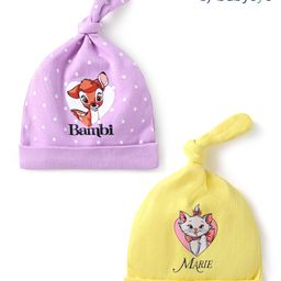 Babyoye Disney Interlock Knit Caps with Bambi & Marie Graphic Yellow & Lavender Pack of 2 - Diameter 10 cm-image-56