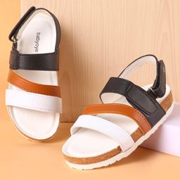 Babyoye Sandals with Velcro Closure Solid Colour - White-image-86