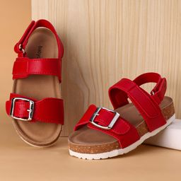 Babyoye Velcro Closure Sandals - Red-image-20