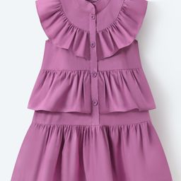 Mark & Mia Sleeveless Layered Solid Color Frock - Purple-image-67