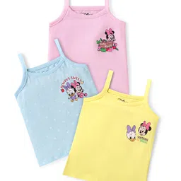 Babyhug Disney Single Jersey Knit Singlet Sleeves Slips with Minnie Mouse Graphics Pack of 3 - Pink Yellow & Light Blue-picture-13