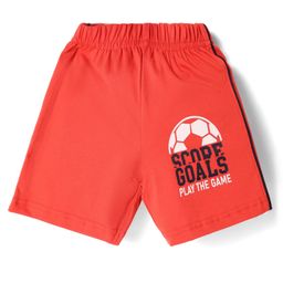 Taeko Single Jersey Knit Knee Length Shorts With Football Print - Red-image-29