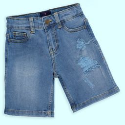 Kiddopanti Denim Washed Distressed Shorts - Medium Blue-picture-13