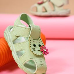 KATS Cat Applique Detailed Velcro Closure Musical Sandals - Green-image-51