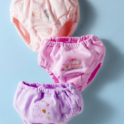Zero Interlock Bloomers With Teddy & Floral Print Pack Of 3 - Purple Light Green & Pink-picture-31