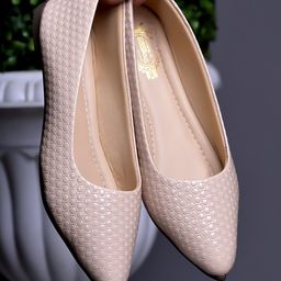 Shoetopia Geometric Designed Ballerinas - Cream-image-16