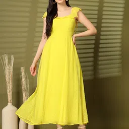 aayu WomenFit & Flare Lace-Up Maxi Dress-picture-36