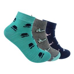 Mint & Oak Men Pack Of 3  Patterned Organic Cotton ankle-Length Socks-35