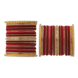 RIJOLI Set Of 54 Gold-Plated Cubic Zircon Studded & Beaded Bangles image 2